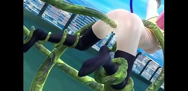 3d hentai girl gets fucked by tentacles, gets saved, and rewards him by letting him fuck her